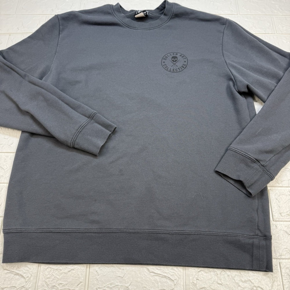 Sullen Mens Ever Black Long Sleeve Crew Pullover Sweatshirt Skull SCM6103 XL
